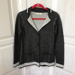 Cocogio Black & White Wool Blend Sweater Jacket